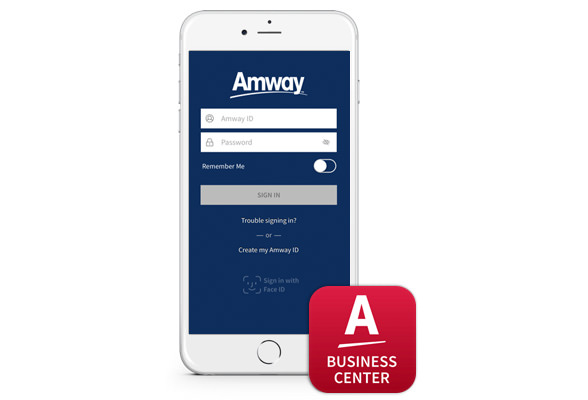 Pantalla principal Aplicación Amway con el icono de Amway Business Center para administrar tu Negocio.