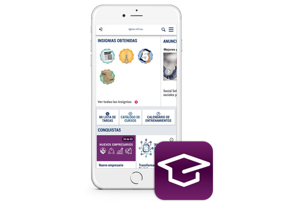 Imagen de la pantalla de INA Virtual. Plataforma de entrenamientos Amway en una aplicación móvil. Herramientas Digitales Amway.